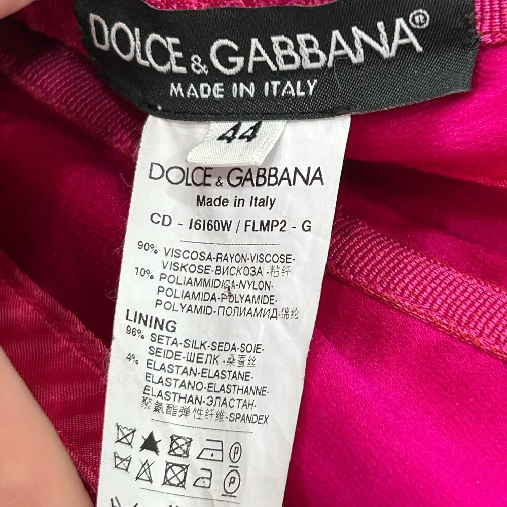 Dolce & Gabbana Black Magenta Lace‎ Ruched Sweetheart Neck Cocktail Dress Size 8 - Picture 11 of 14